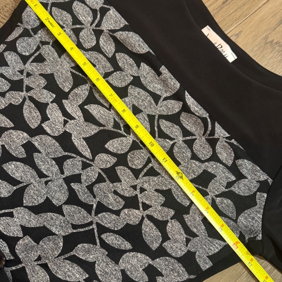 Joseph Ribkoff Black Gray Leaf Print Belted Sheath Dress Women Size 6 - Picture 7 of 14